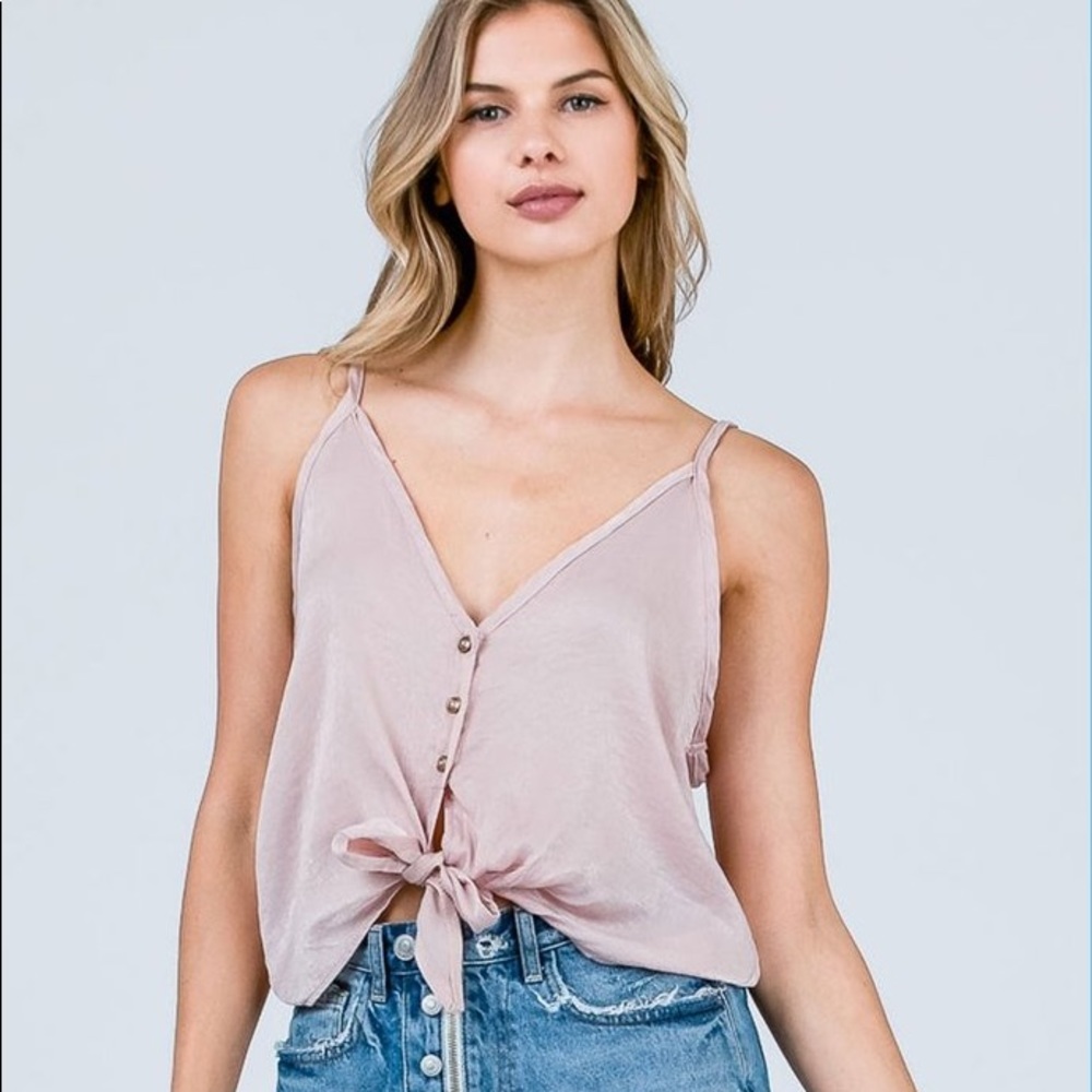 Blush Tank with Front Tie